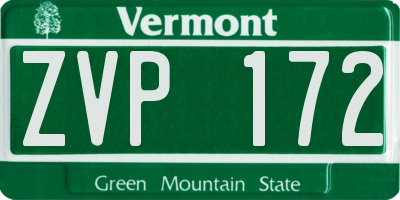 VT license plate ZVP172
