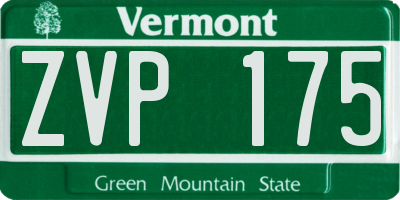 VT license plate ZVP175
