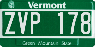 VT license plate ZVP178