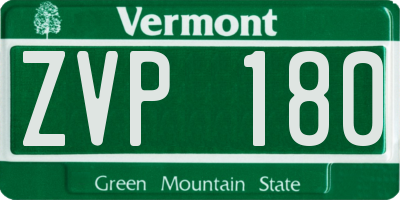 VT license plate ZVP180