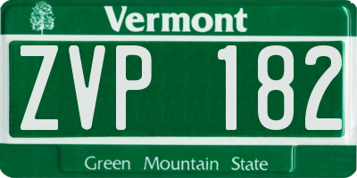 VT license plate ZVP182