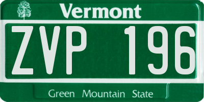 VT license plate ZVP196