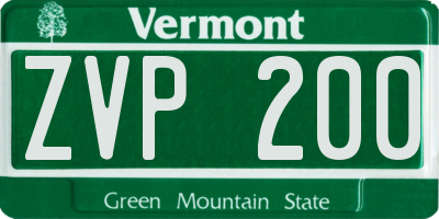 VT license plate ZVP200