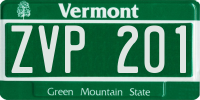 VT license plate ZVP201