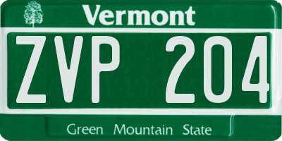 VT license plate ZVP204