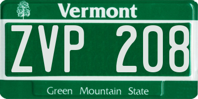 VT license plate ZVP208