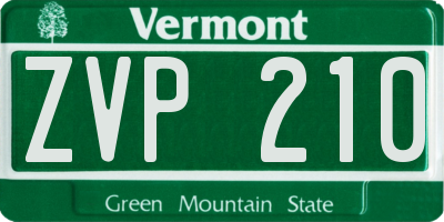VT license plate ZVP210