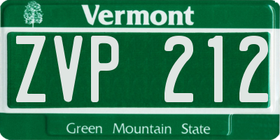 VT license plate ZVP212