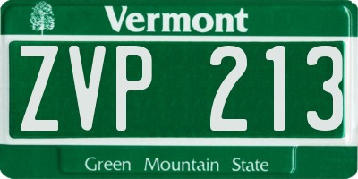 VT license plate ZVP213