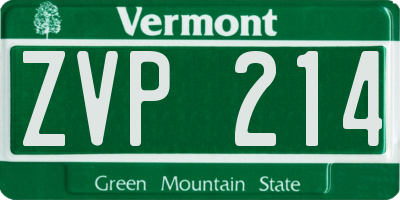 VT license plate ZVP214