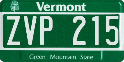 VT license plate ZVP215