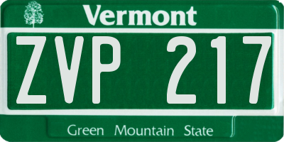 VT license plate ZVP217