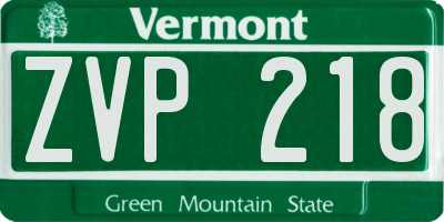 VT license plate ZVP218