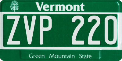 VT license plate ZVP220