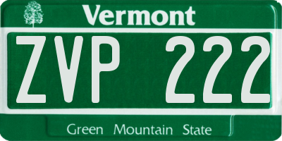 VT license plate ZVP222