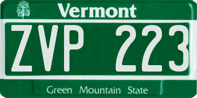 VT license plate ZVP223