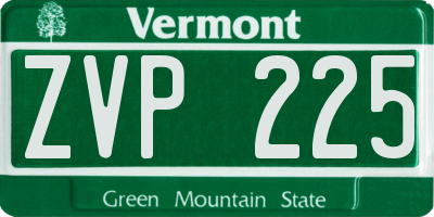 VT license plate ZVP225