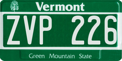 VT license plate ZVP226
