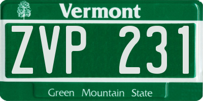 VT license plate ZVP231