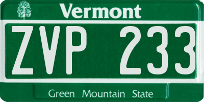 VT license plate ZVP233