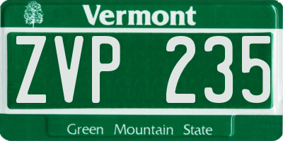 VT license plate ZVP235