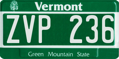 VT license plate ZVP236