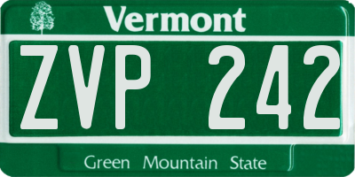 VT license plate ZVP242