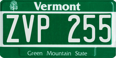 VT license plate ZVP255