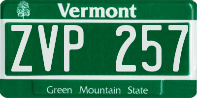 VT license plate ZVP257