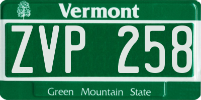 VT license plate ZVP258