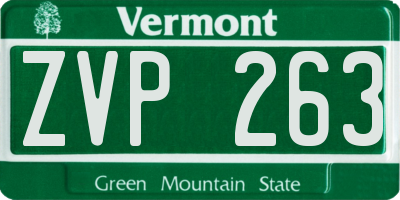 VT license plate ZVP263