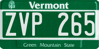 VT license plate ZVP265
