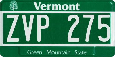 VT license plate ZVP275