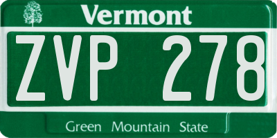 VT license plate ZVP278