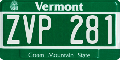 VT license plate ZVP281