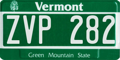 VT license plate ZVP282