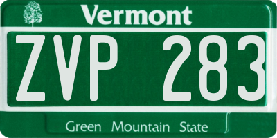 VT license plate ZVP283