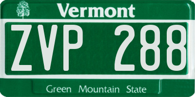 VT license plate ZVP288