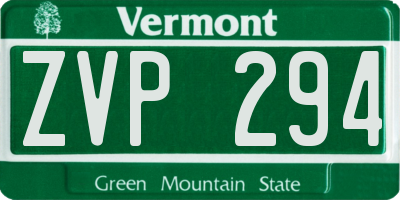 VT license plate ZVP294