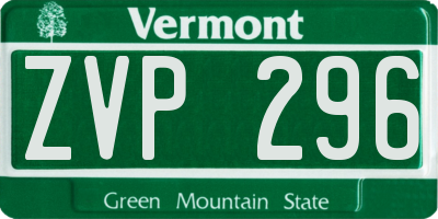 VT license plate ZVP296