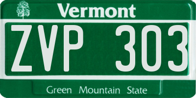 VT license plate ZVP303