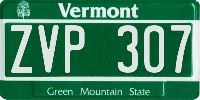 VT license plate ZVP307