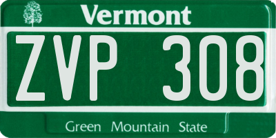 VT license plate ZVP308