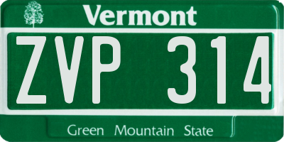 VT license plate ZVP314
