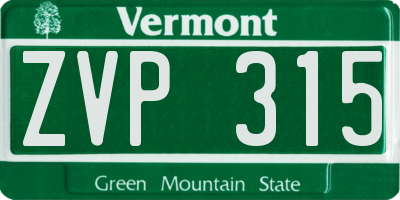 VT license plate ZVP315