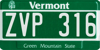 VT license plate ZVP316