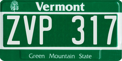 VT license plate ZVP317