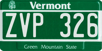 VT license plate ZVP326