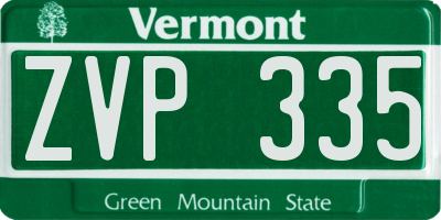 VT license plate ZVP335