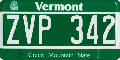 VT license plate ZVP342